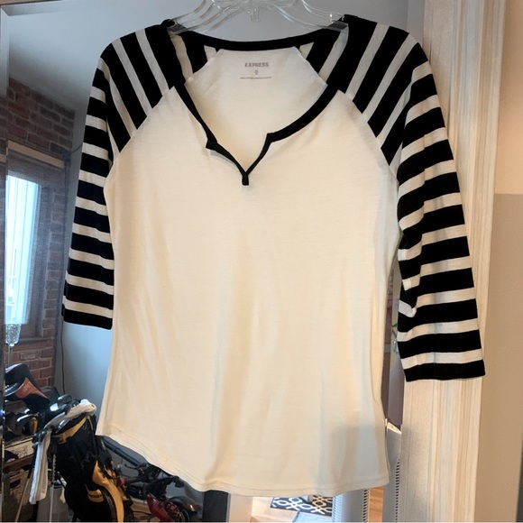 Express 3/4 Sleeve Cotton Blend Shirt - Picture 1 of 6